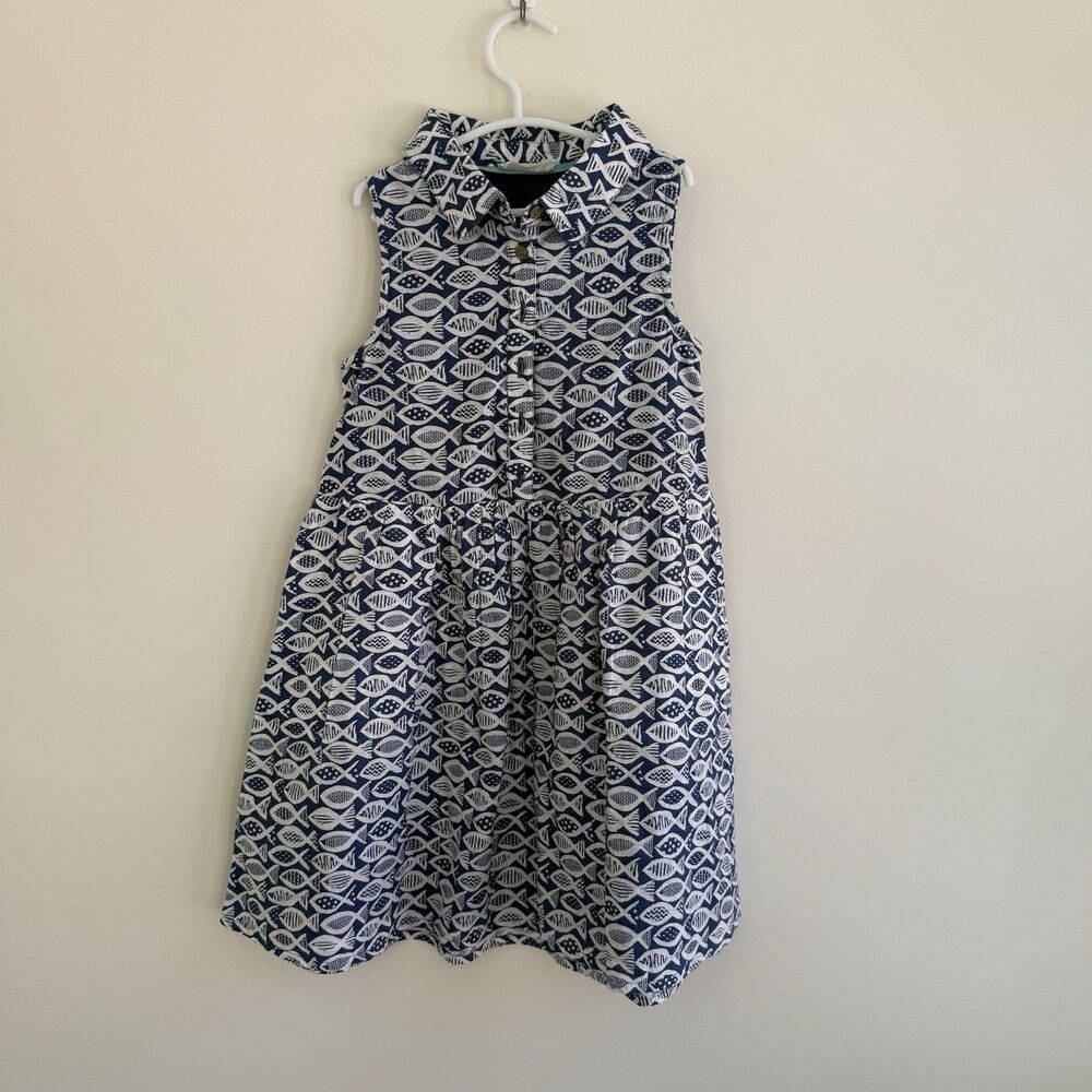 Fat Face Girls Cotton Dress Fish Print Fully Lined Young Crew 5/6 Years NWOT